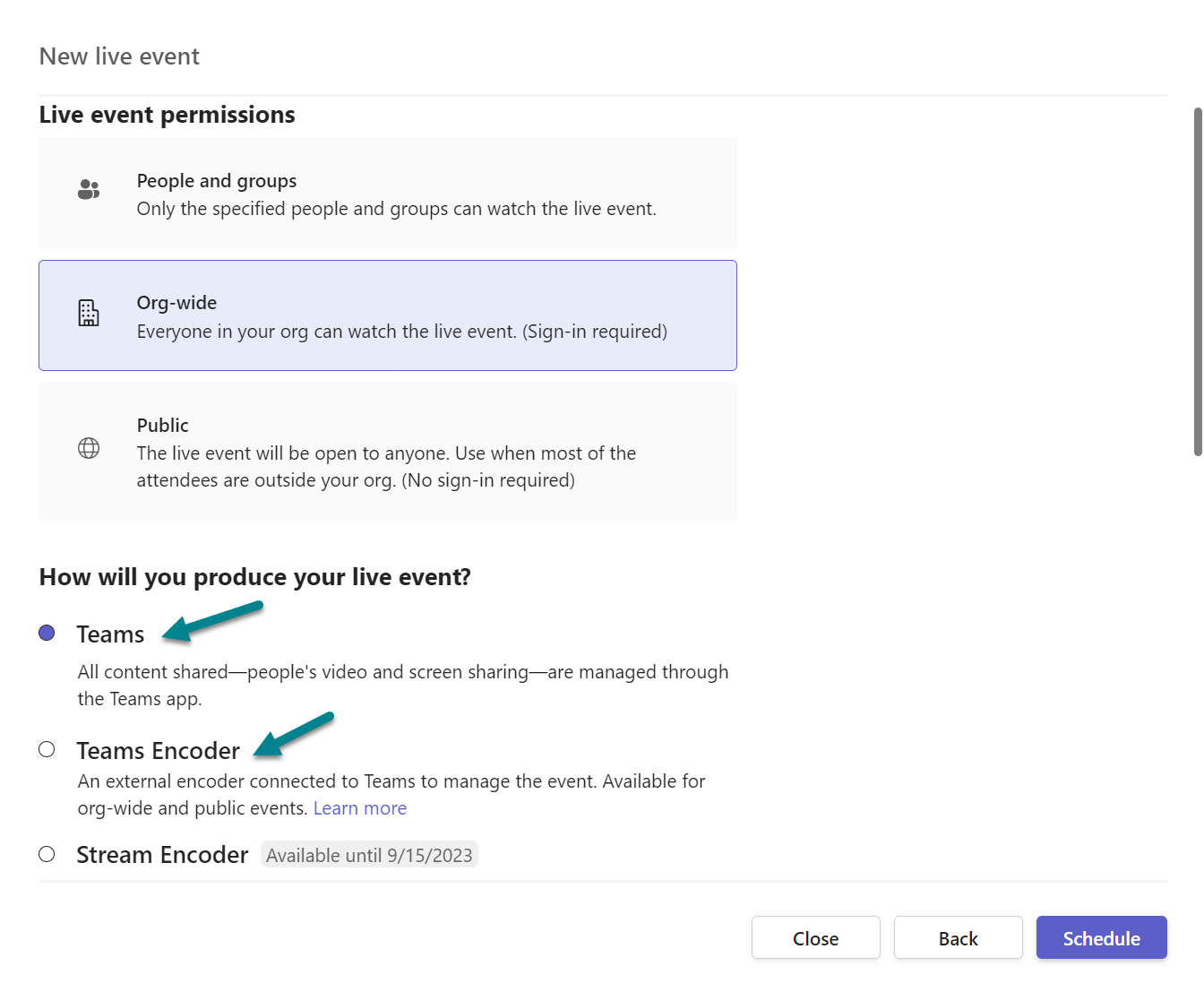 Microsoft Teams live event embeded in SharePoint
